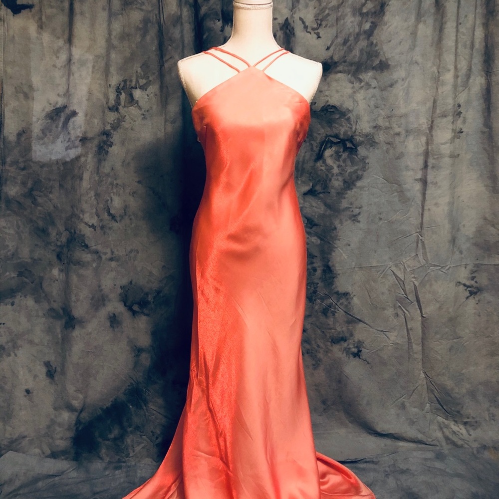 Cache shimmery peachy/salmon dress!